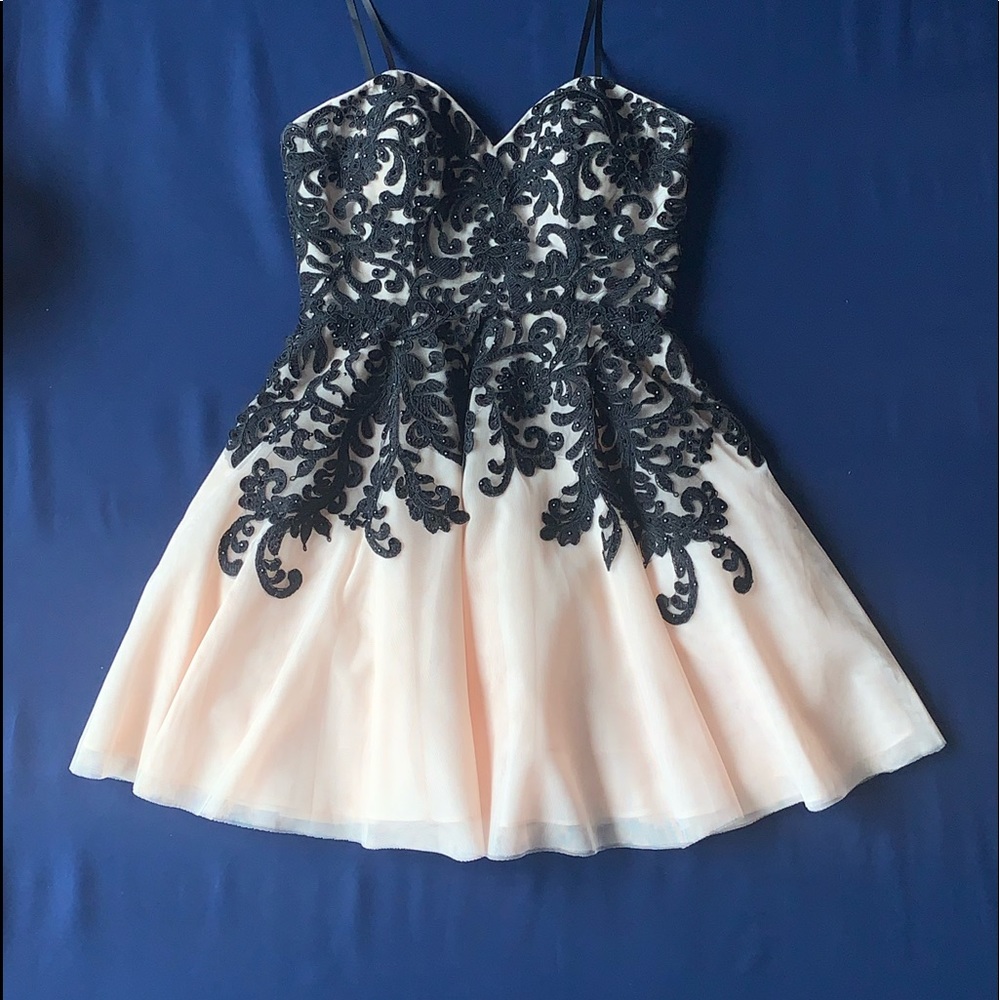 Dillard’s Blush Pink/ Cream and Black Dress